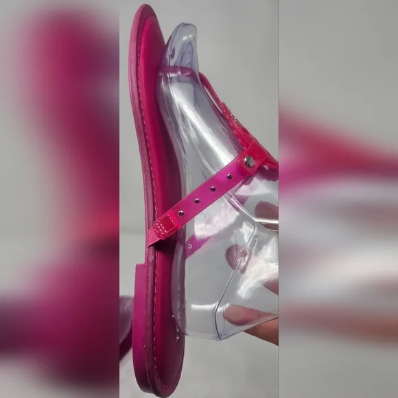 Torrid Women's Medallion T-Strap Jelly Thong Flat Sandals Fuschia NEW Size 10WW - Picture 6 of 12